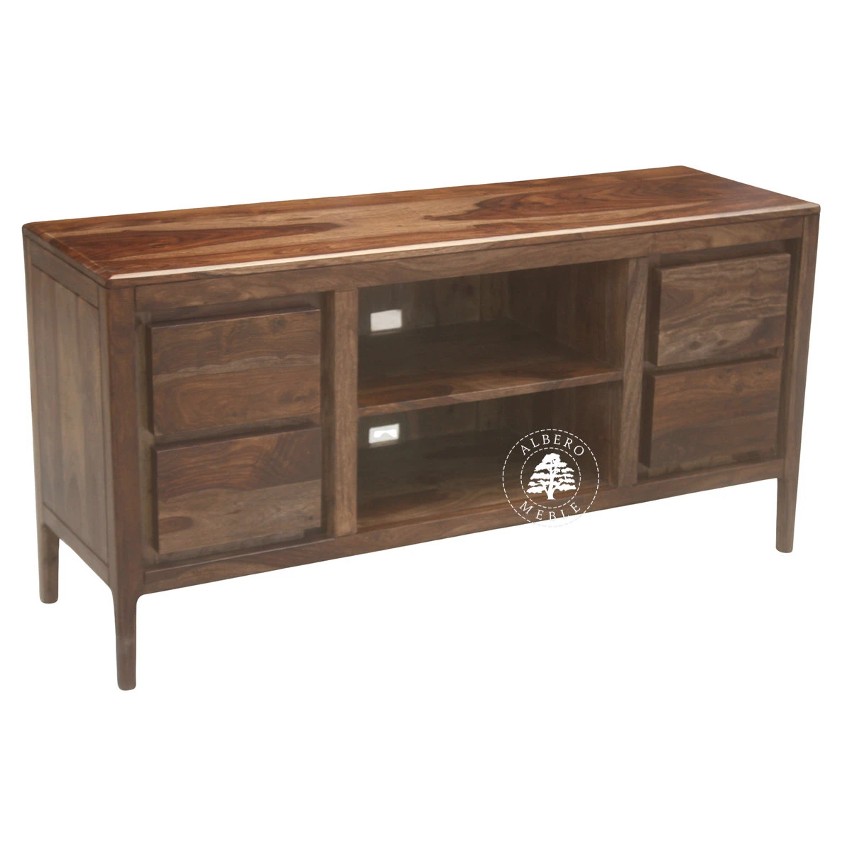 Szafka RTV CITY z drewna palisandrowego na nóżkach