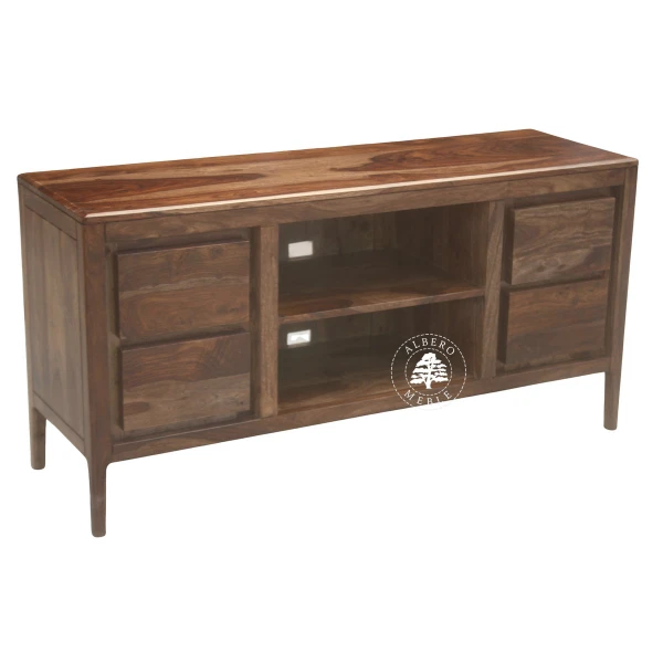 Szafka RTV CITY z drewna palisandrowego na nóżkach