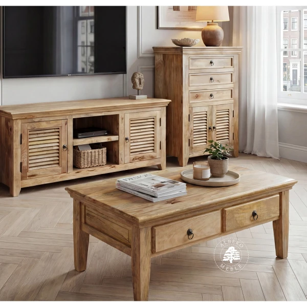 Ława drewniana na nóżkach z drewna mango