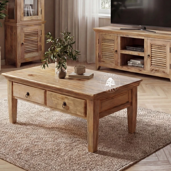 Ława drewniana na nóżkach z drewna mango