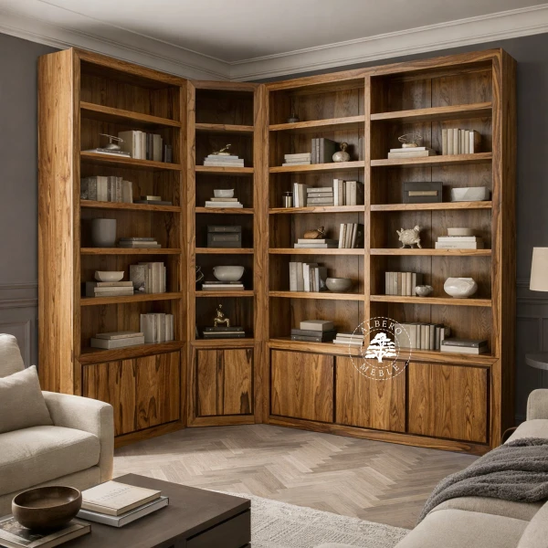 Narożna Biblioteka Drewniana na Wymiar