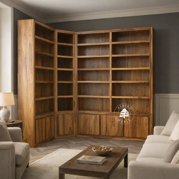 Narożna Biblioteka Drewniana na Wymiar