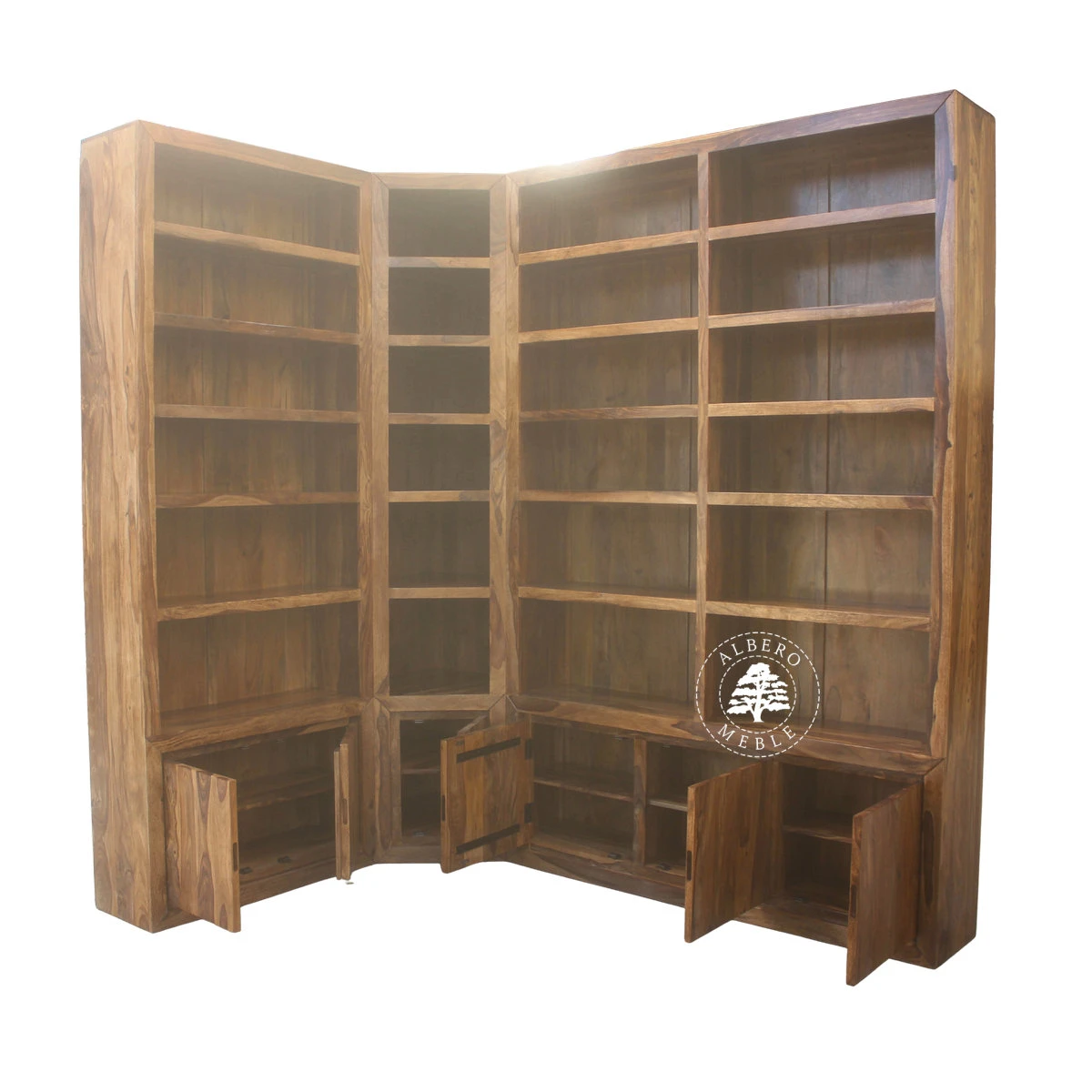 Narożna Biblioteka Drewniana na Wymiar