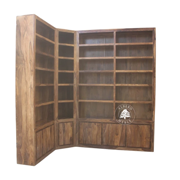 Narożna Biblioteka Drewniana na Wymiar