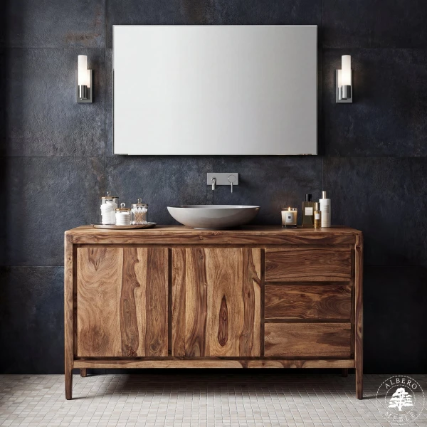 Drewniana komoda z szufladami pod umywalkę