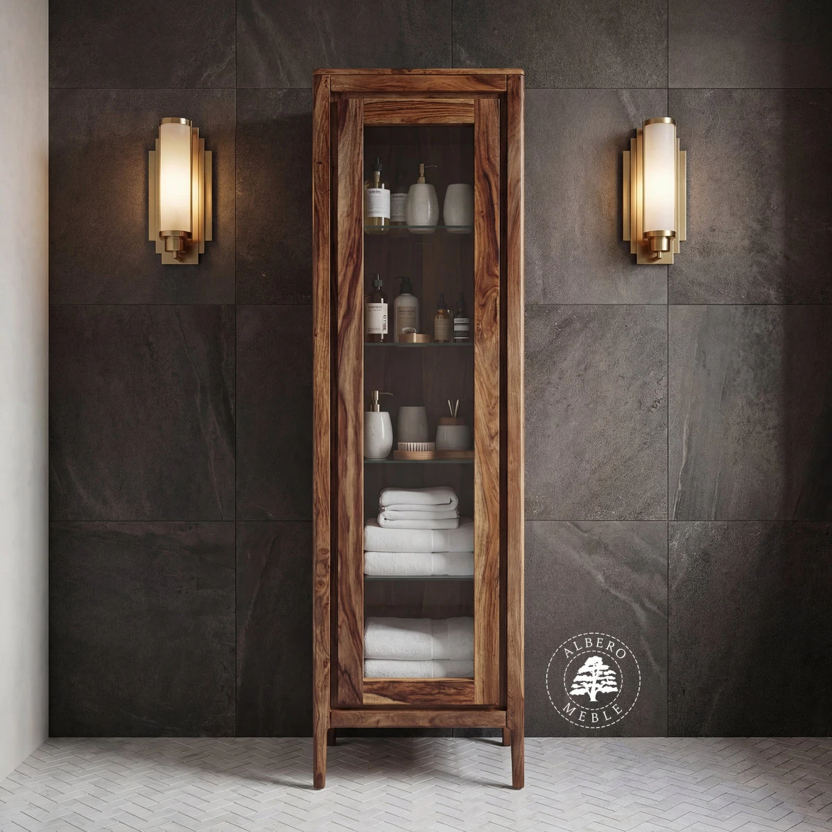 Drewniana Witrynka Łazienkowa na nóżkach