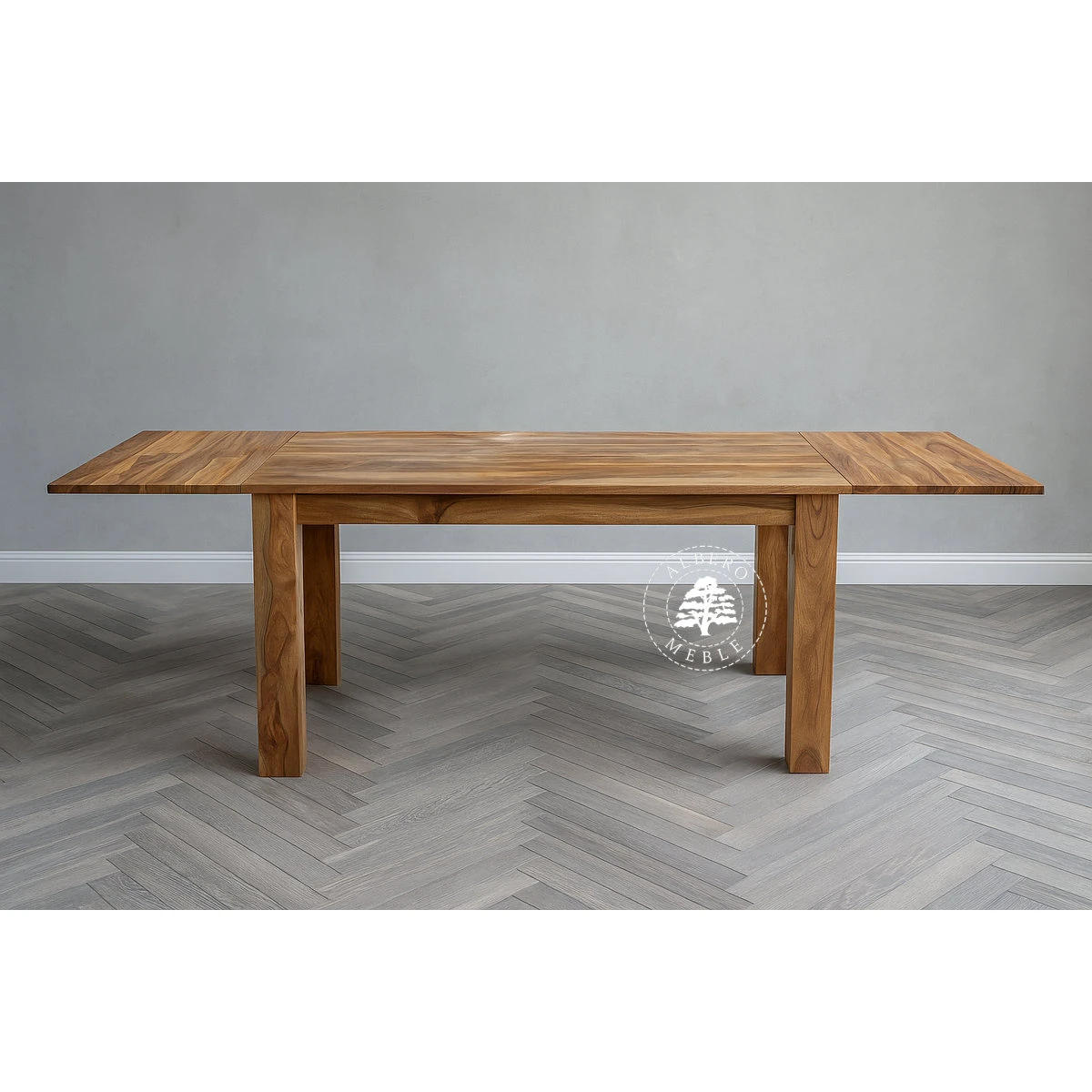 Stół drewniany z bocznymi dostawkami