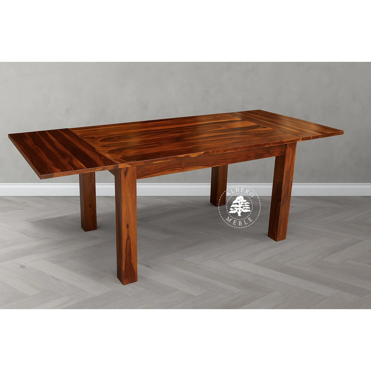 Stół drewniany z bocznymi dostawkami