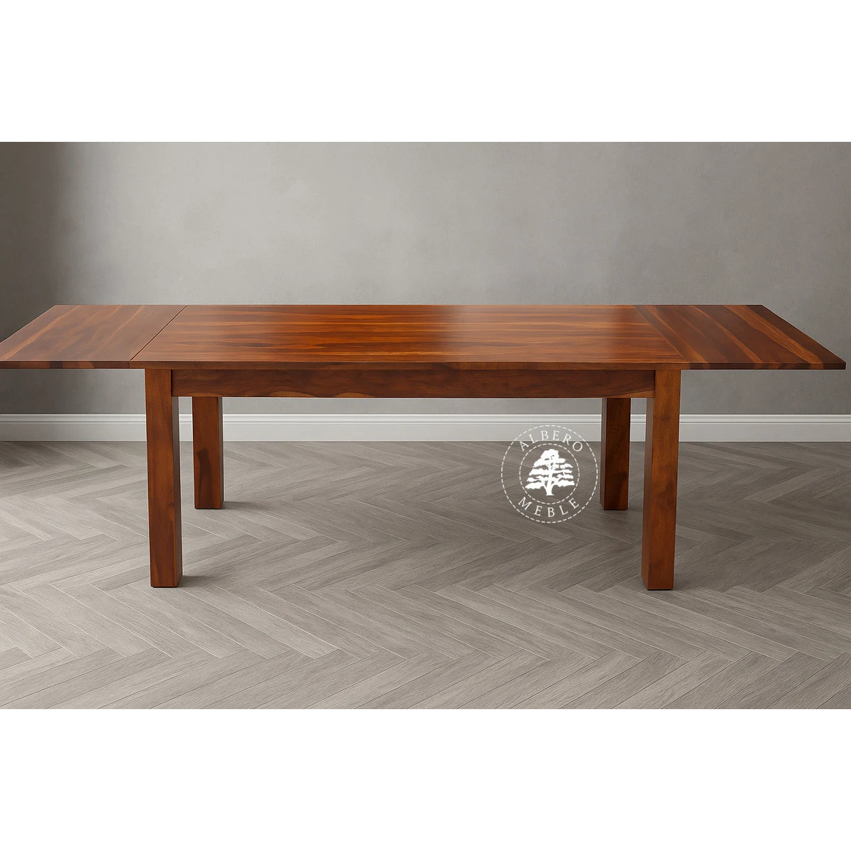 Stół drewniany z bocznymi dostawkami