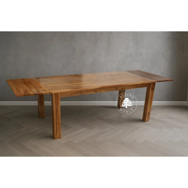 Stół drewniany z bocznymi dostawkami