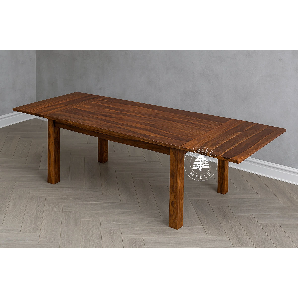 Stół drewniany z bocznymi dostawkami