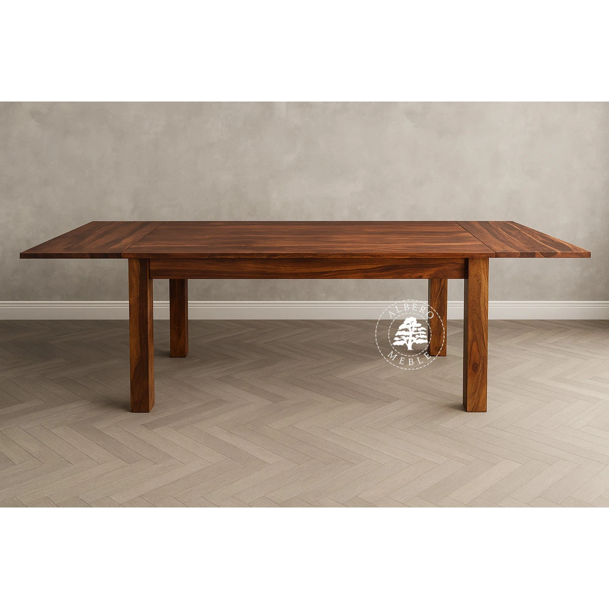 Stół drewniany z bocznymi dostawkami