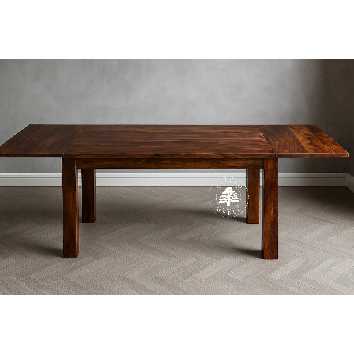 Stół drewniany z bocznymi dostawkami