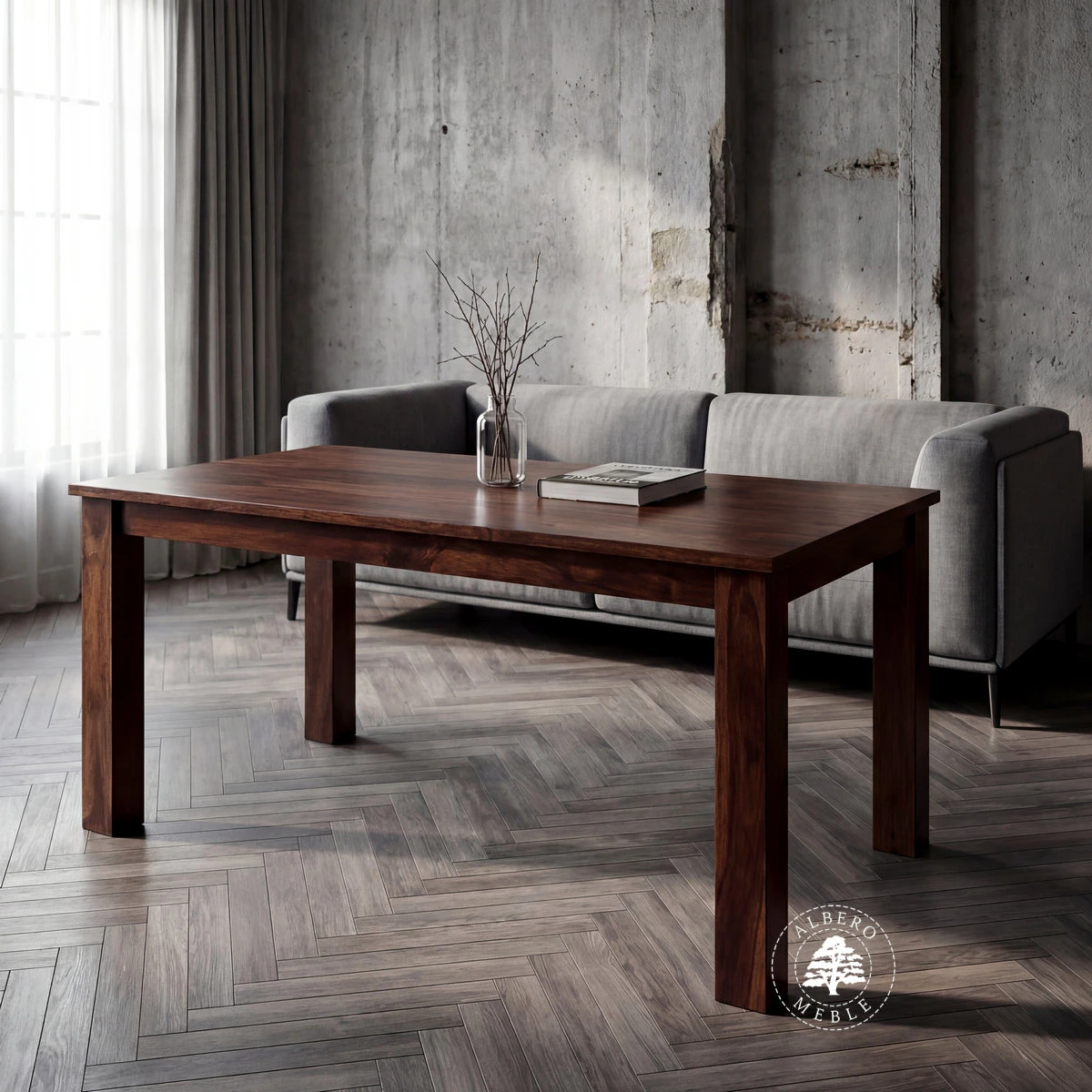 Stół drewniany z bocznymi dostawkami