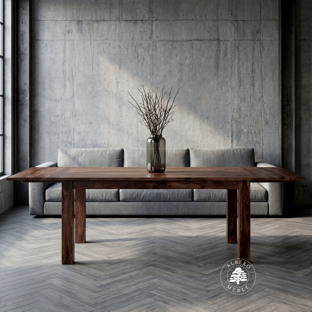 Stół drewniany z bocznymi dostawkami