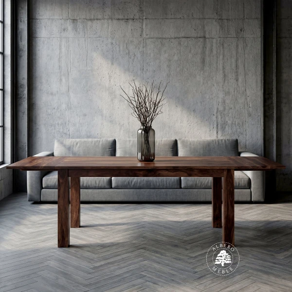 Stół drewniany z bocznymi dostawkami