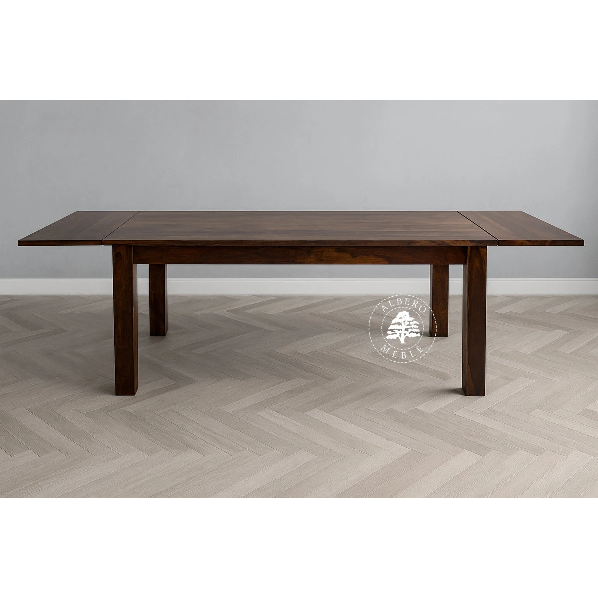 Stół drewniany z bocznymi dostawkami