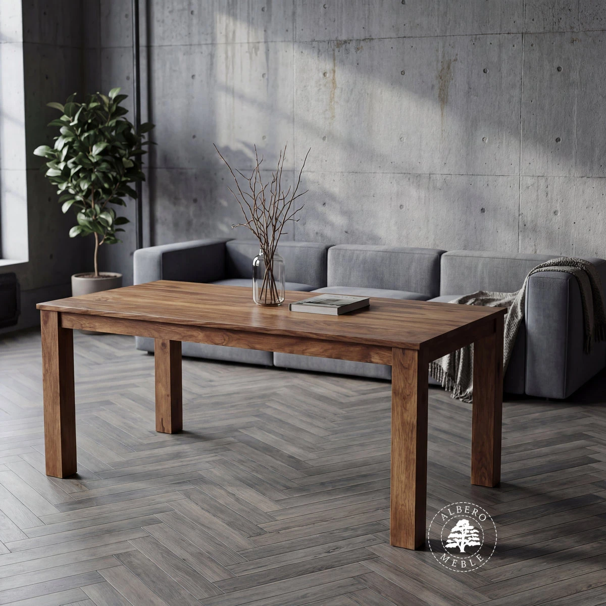 Stół drewniany z bocznymi dostawkami