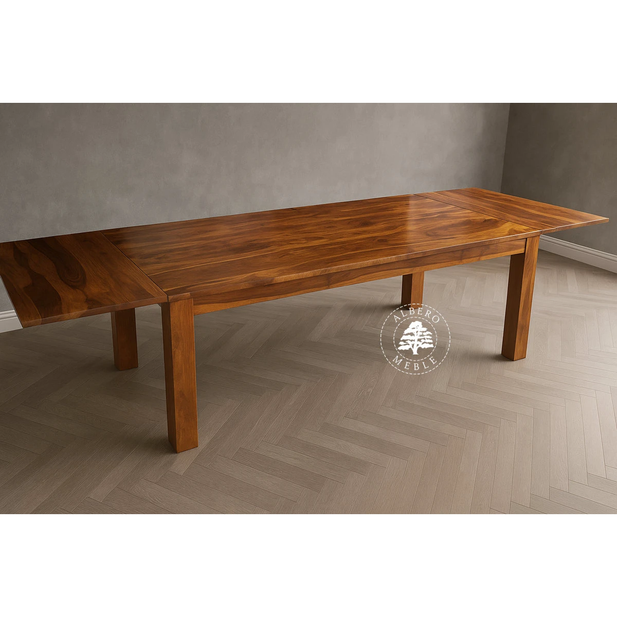 Stół drewniany z bocznymi dostawkami