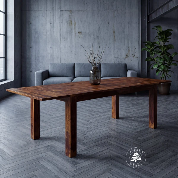 Stół drewniany z bocznymi dostawkami