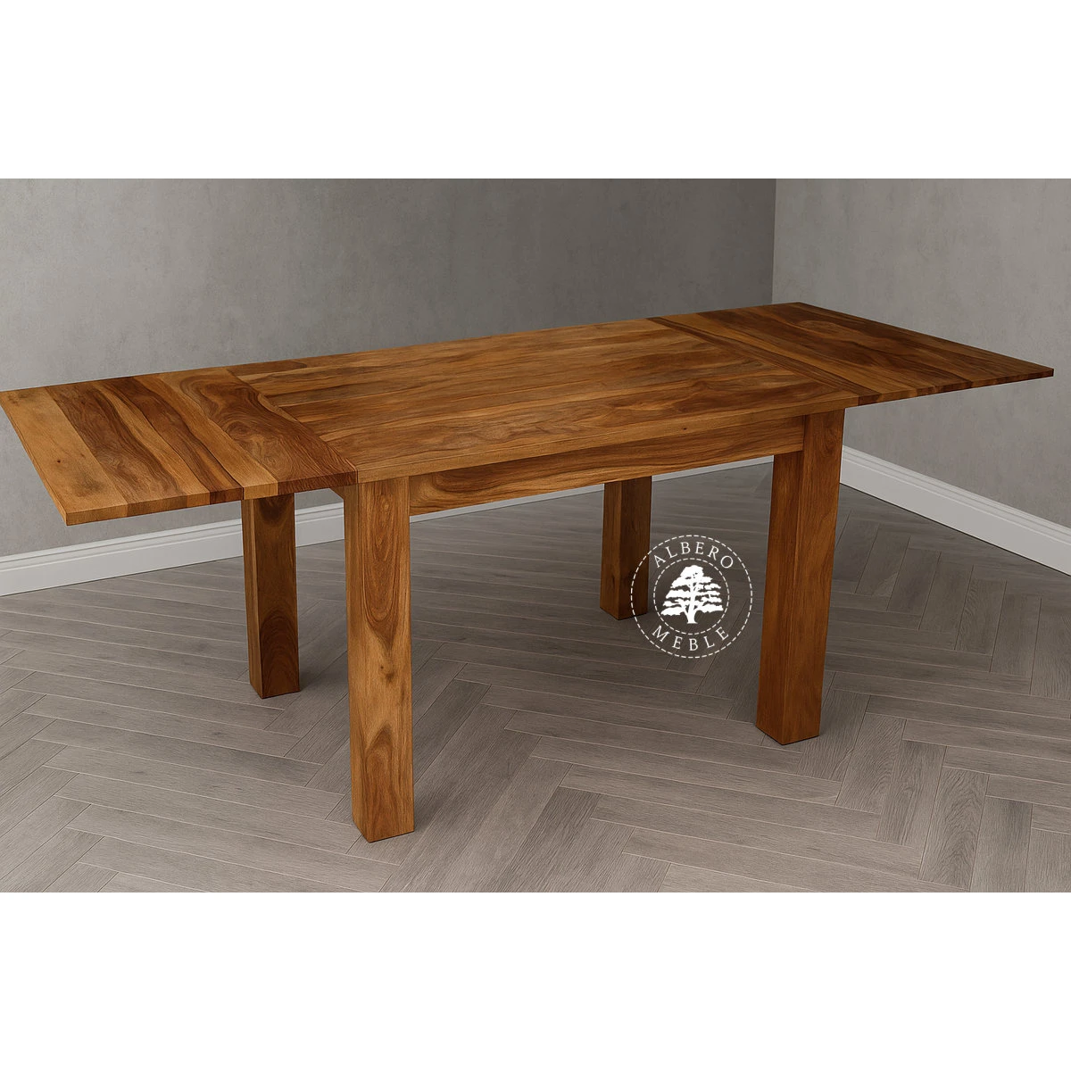 Stół drewniany z bocznymi dostawkami