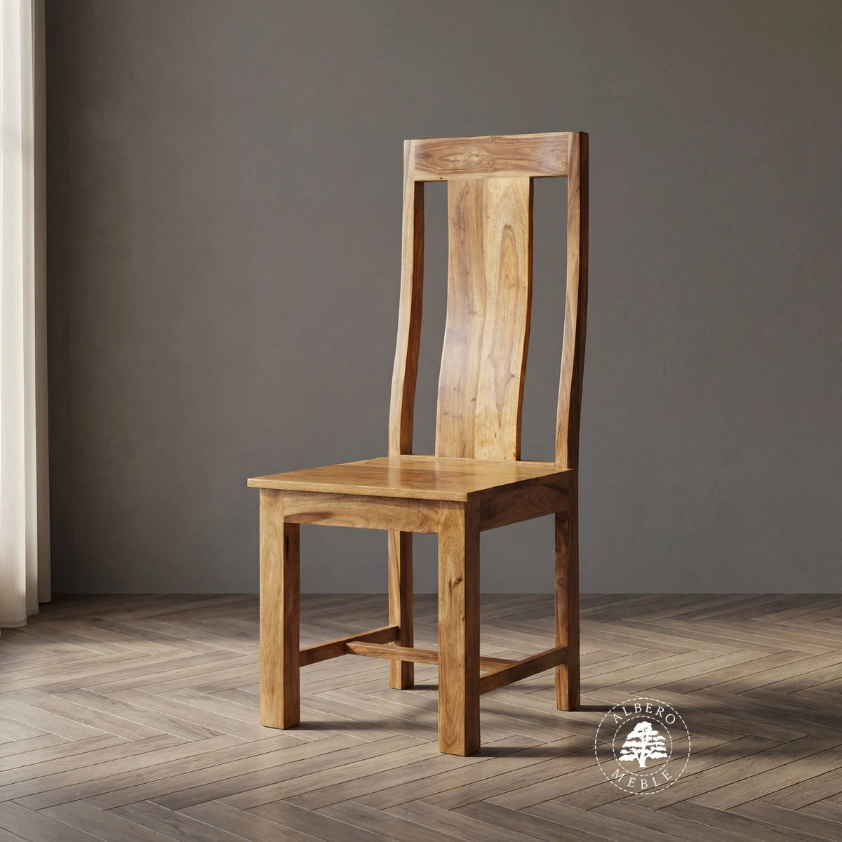 Nowoczesne Krzesło Drewniane CUBE – naturalne drewno