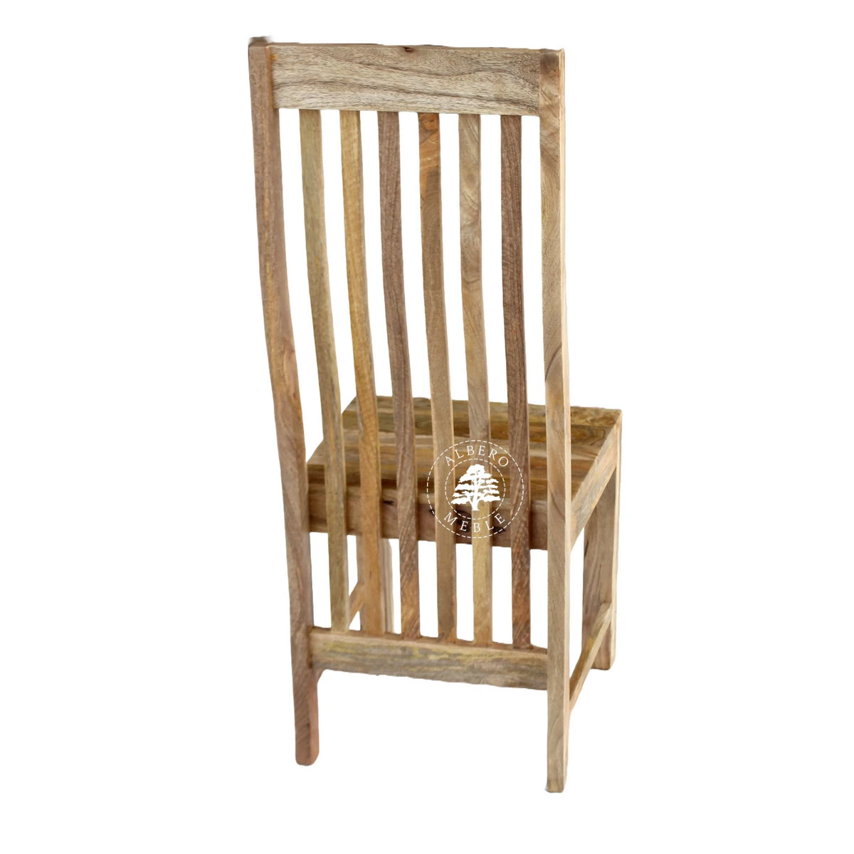 Krzesło z naturalnego drewna – wysokie oparcie, nowoczesn