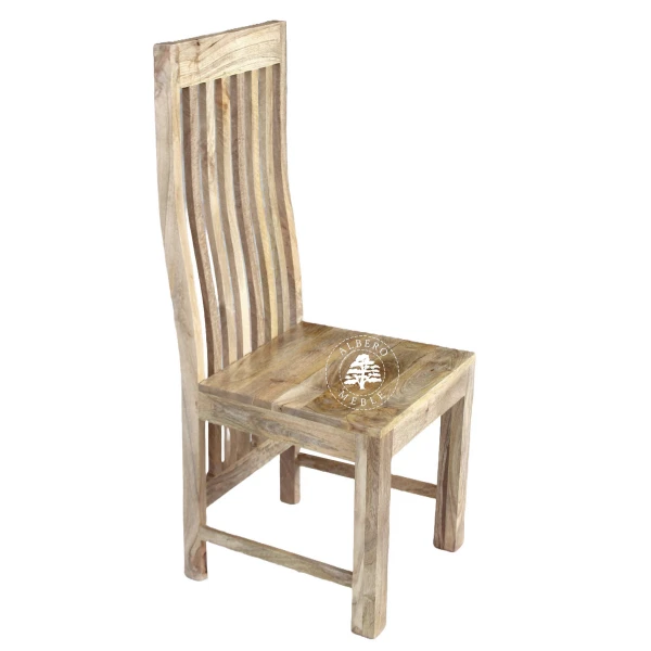 Krzesło z naturalnego drewna – wysokie oparcie, nowoczesn