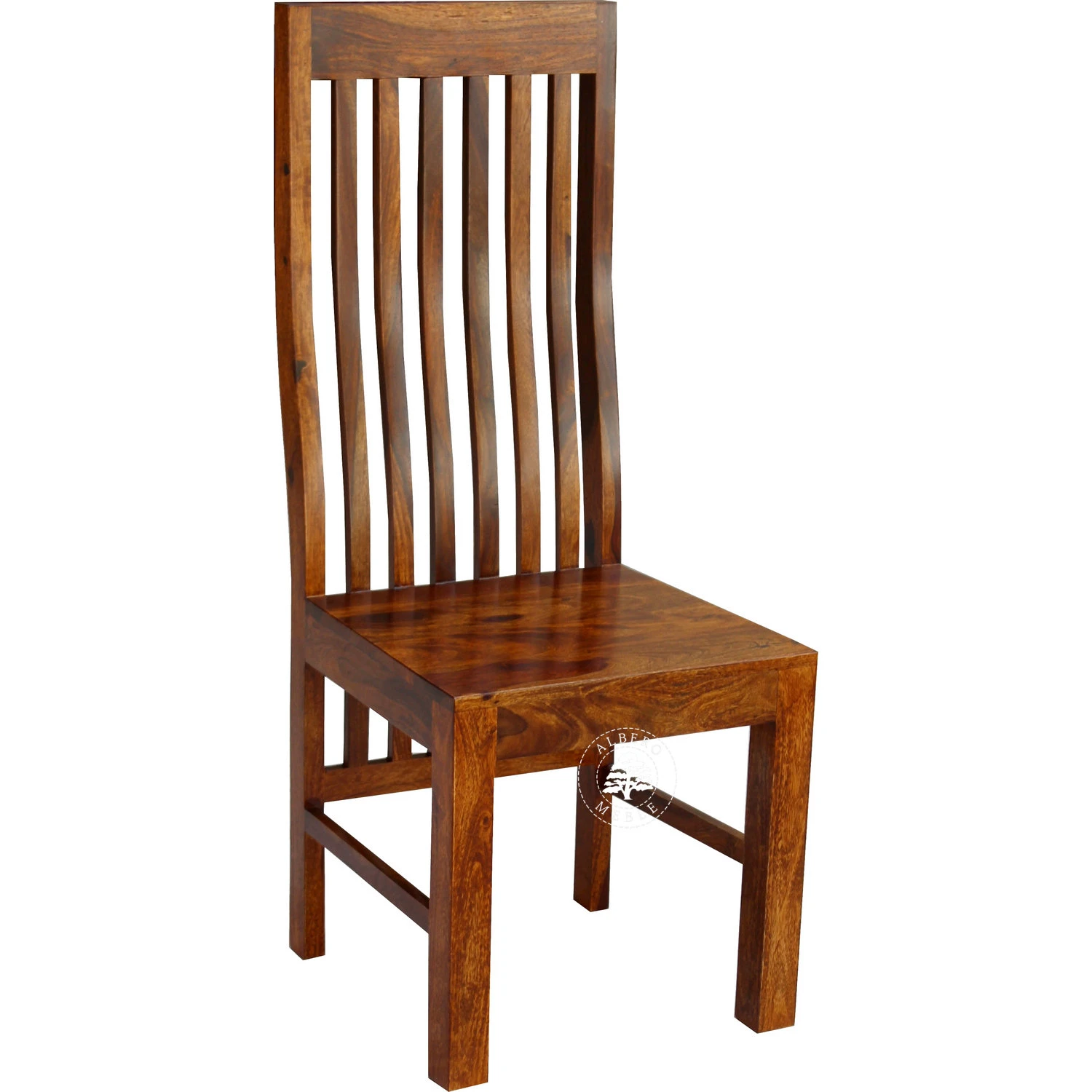 Krzesło z naturalnego drewna – wysokie oparcie, nowoczesn