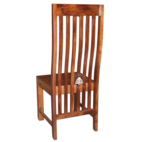 Krzesło z naturalnego drewna – wysokie oparcie, nowoczesn