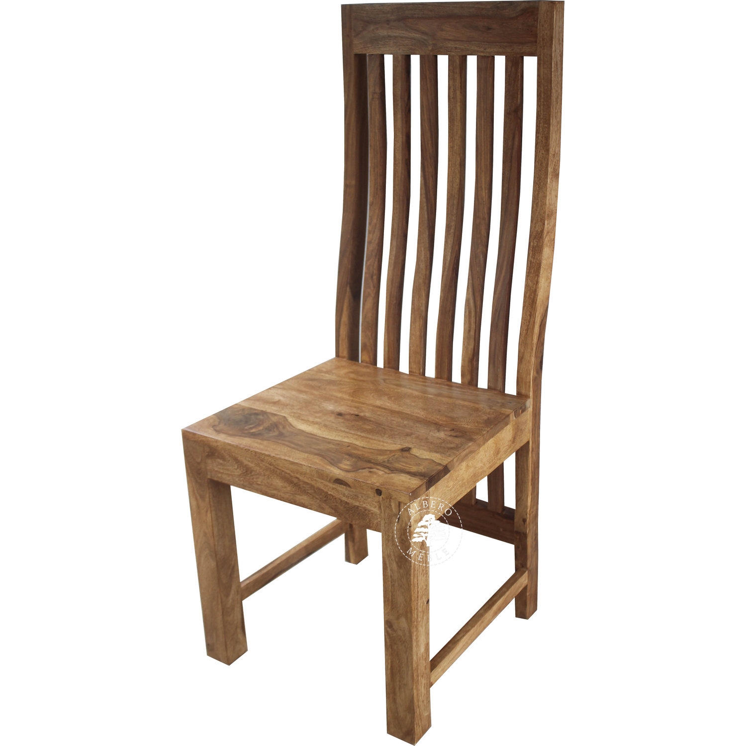 Krzesło z naturalnego drewna – wysokie oparcie, nowoczesn