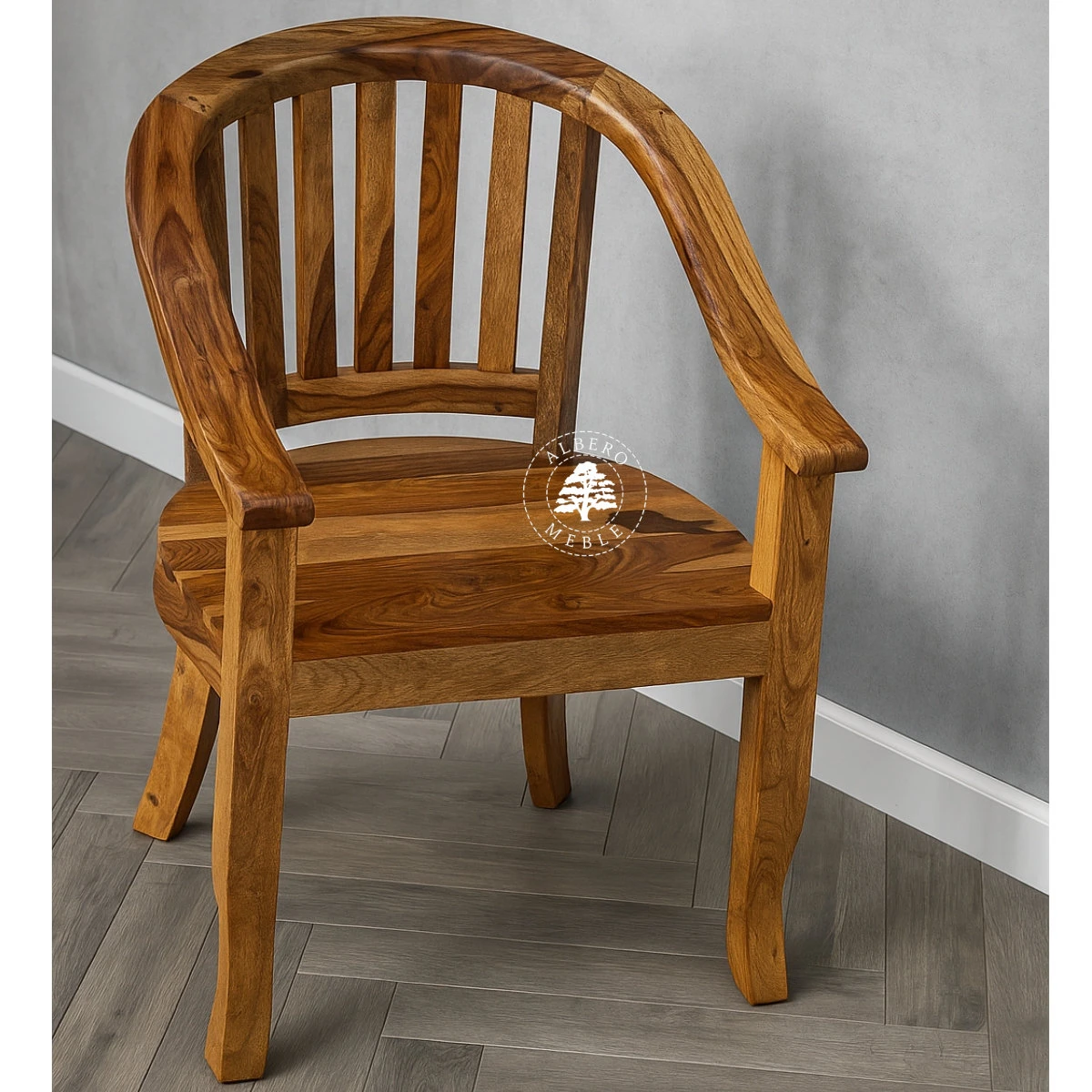 Krzesło kolonialne z litego drewna – ręcznie robione