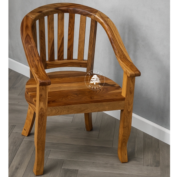 Krzesło kolonialne z litego drewna – ręcznie robione