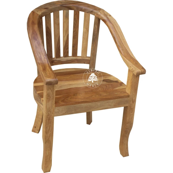 Krzesło kolonialne z litego drewna – ręcznie robione