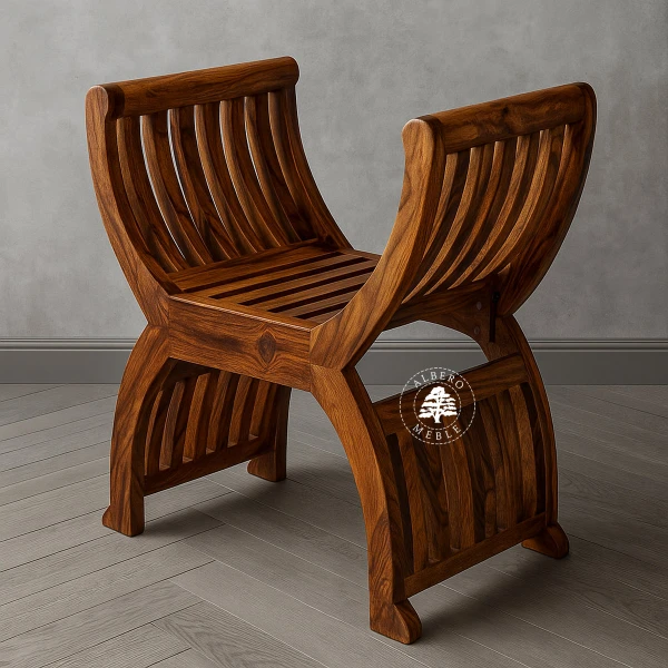 Niskie siedzisko drewniane z oparciem do przedpokoju