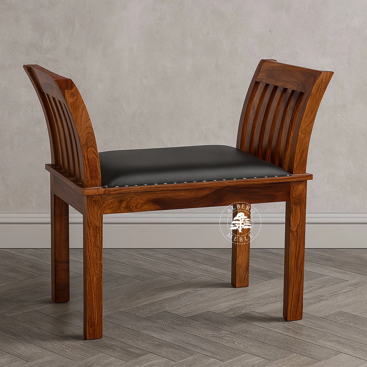 Siedzisko z drewna litego palisander z oparciem