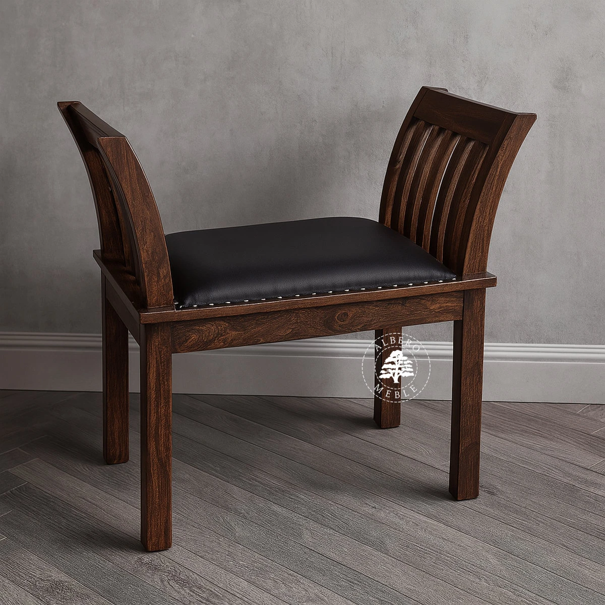 Siedzisko z drewna litego palisander z oparciem