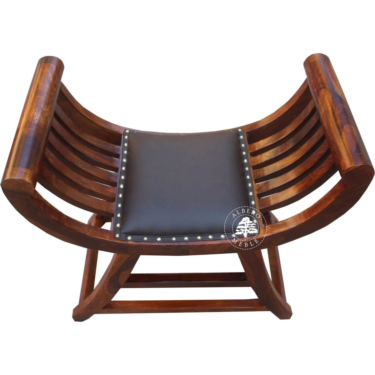 Siedzisko rzymskie drewniane i tapicerowane