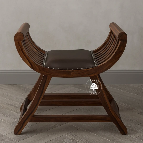 Siedzisko rzymskie drewniane i tapicerowane