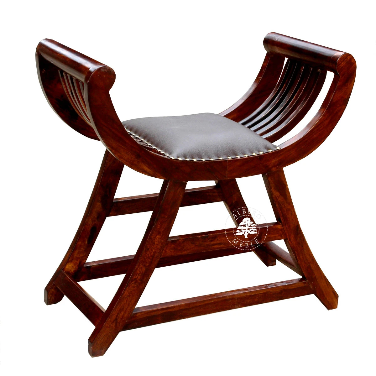 Siedzisko rzymskie drewniane i tapicerowane