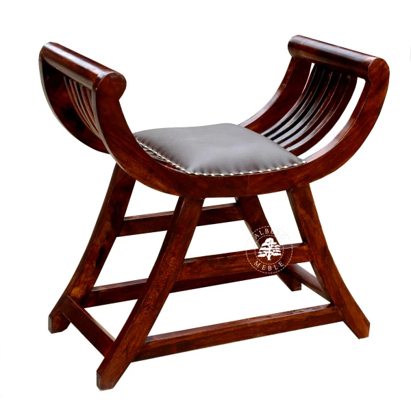 Siedzisko rzymskie drewniane i tapicerowane