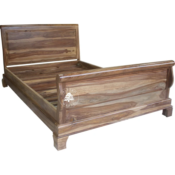 Tradycyjne stylowe łóżko Albero z drewnianym wezgłowiem