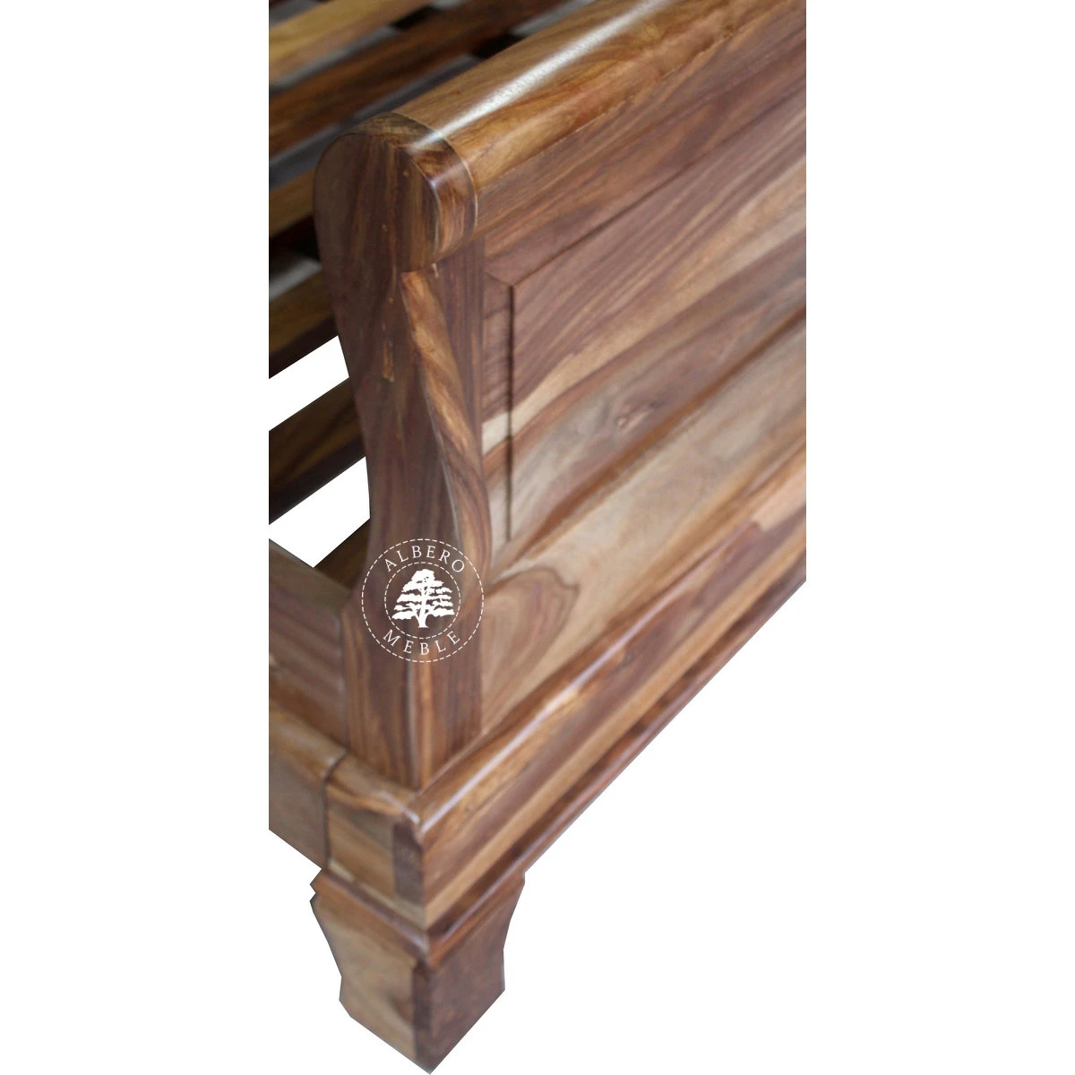 Tradycyjne stylowe łóżko Albero z drewnianym wezgłowiem