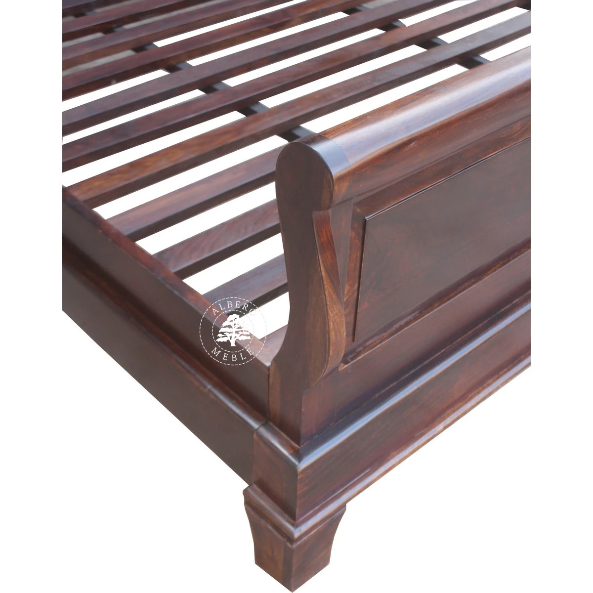 Tradycyjne stylowe łóżko Albero z drewnianym wezgłowiem