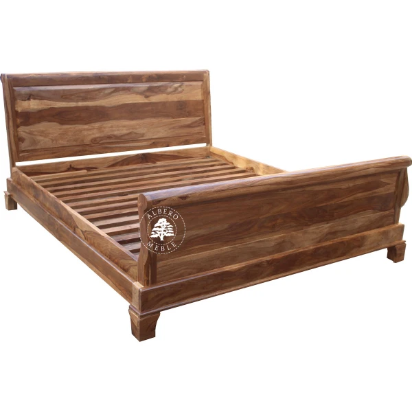 Tradycyjne stylowe łóżko Albero z drewnianym wezgłowiem