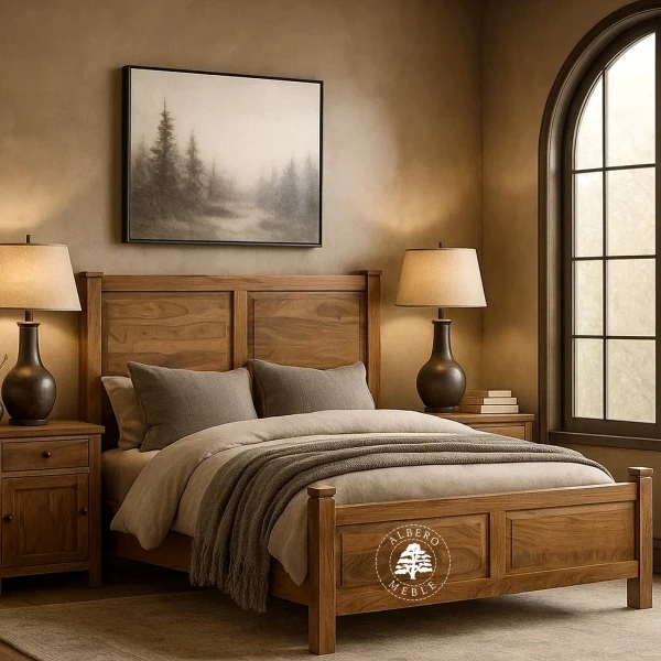 Klasyczne drewniane łóżko do sypialni Classic