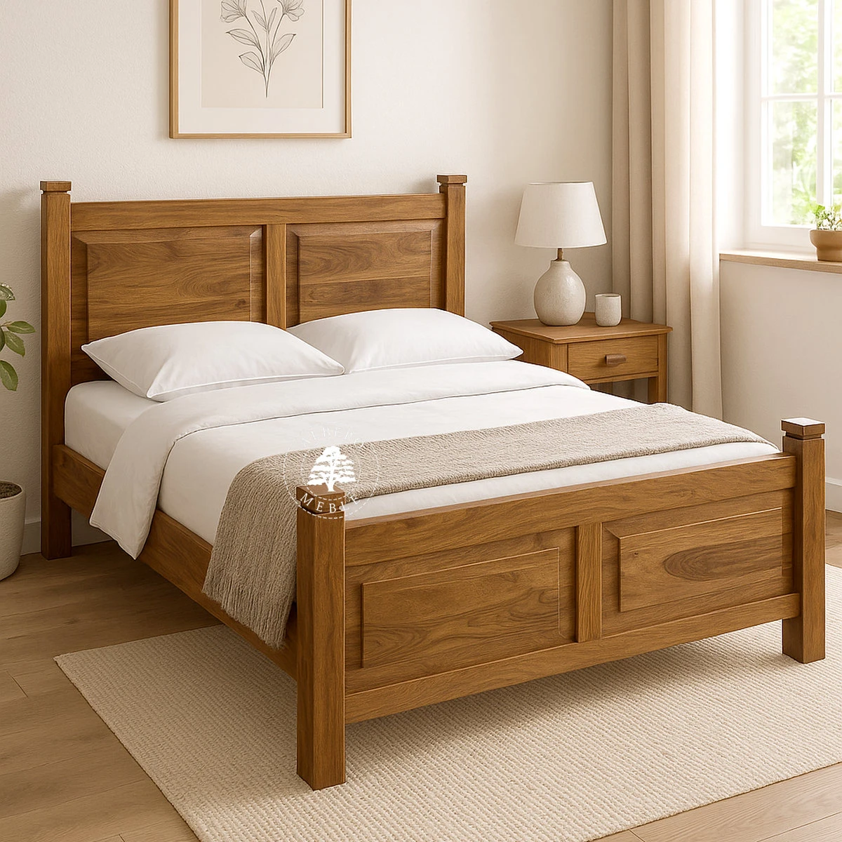 Klasyczne drewniane łóżko do sypialni Classic