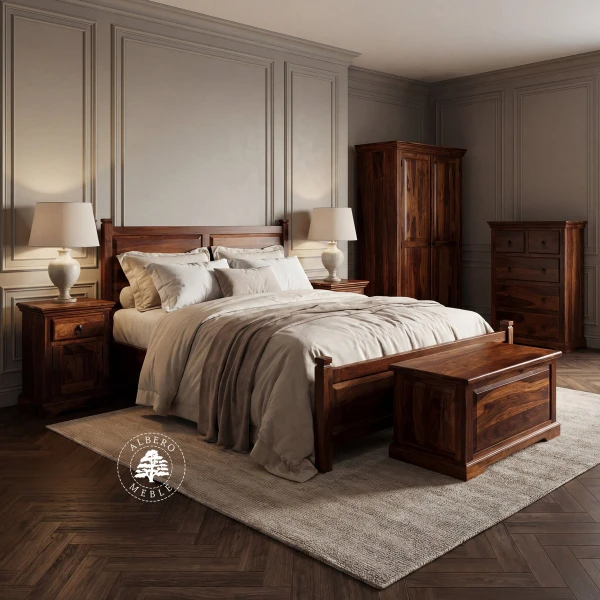Klasyczne drewniane łóżko do sypialni Classic