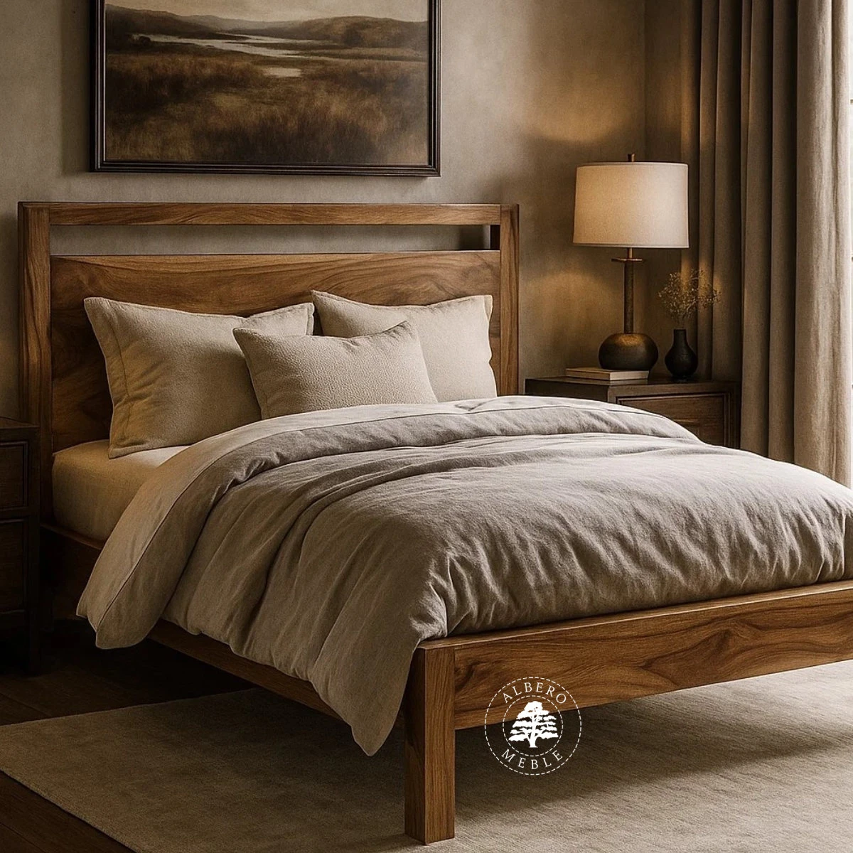 Łóżko Modern Cube z drewna palisandru