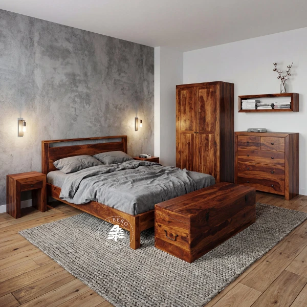 Łóżko Modern Cube z drewna palisandru